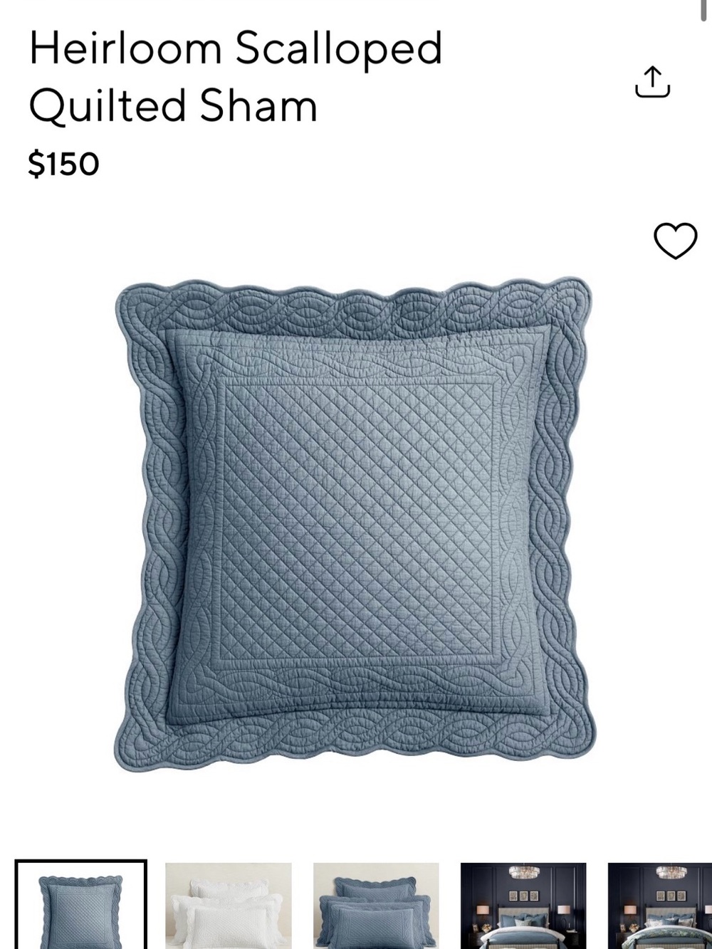 Pottery Barn Heirloom Scalloped Quilted Sham
